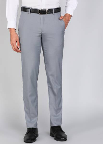 PETER ENGLAND Regular Fit Men Grey Trousers