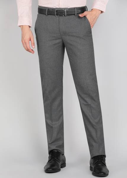 PETER ENGLAND Slim Fit Men Grey Trousers