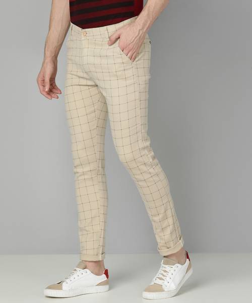 FUBAR Slim Fit Men Cream Trousers