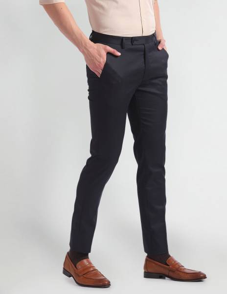 Arrow Newyork Slim Fit Men Blue Trousers