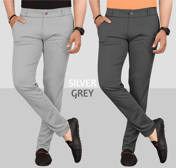 TENIT Slim Fit Men Silver, Grey Trousers