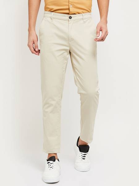 MAX Regular Fit Men Beige Trousers