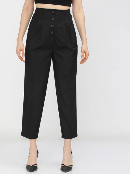 Tokyo Talkies Regular Fit Women Black Trousers
