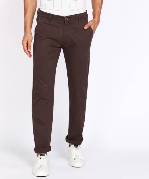 PETER ENGLAND Slim Fit Men Brown Trousers