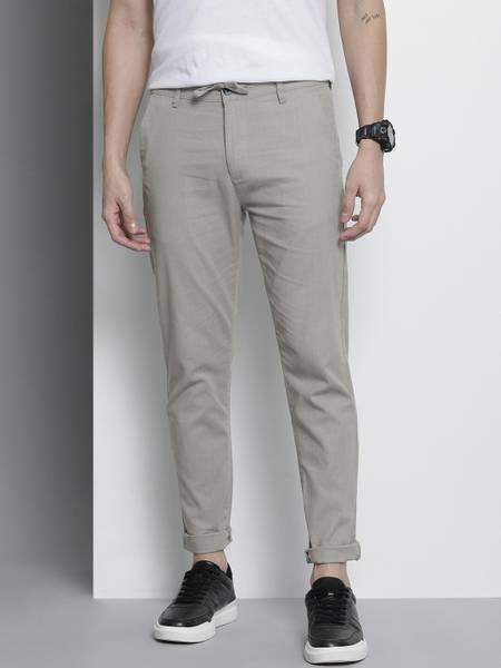 The Indian Garage Co. Slim Fit Men Grey Trousers