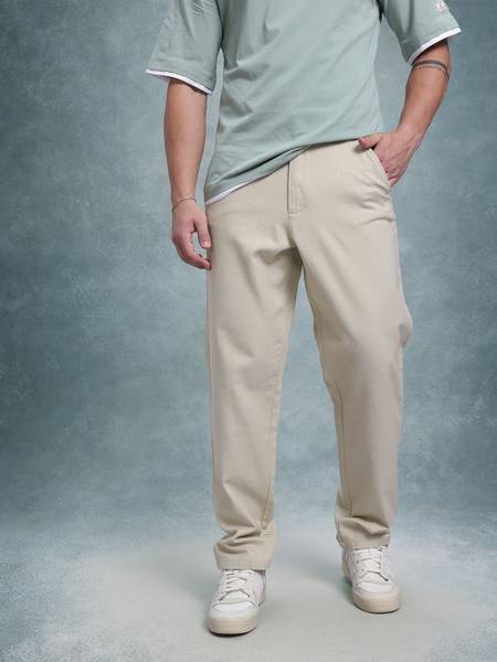 Roadster Relaxed Men Beige Trousers
