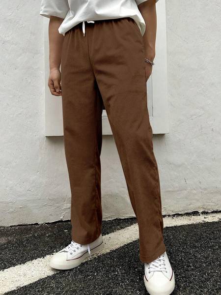 COMBRAIDED Loose Fit Men Brown Trousers