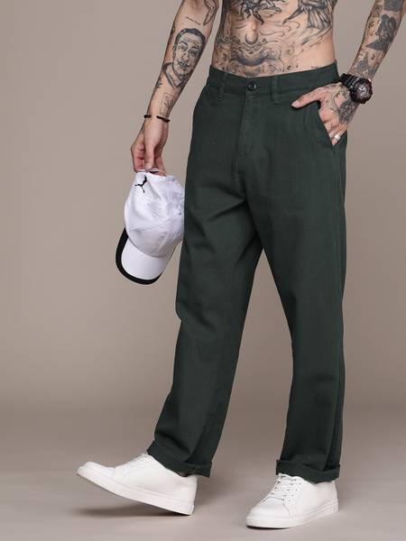 Roadster Regular Fit Men Green Trousers