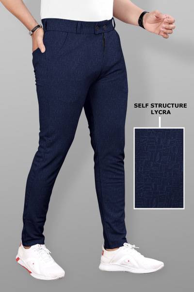 COMBRAIDED Slim Fit Men Blue Trousers