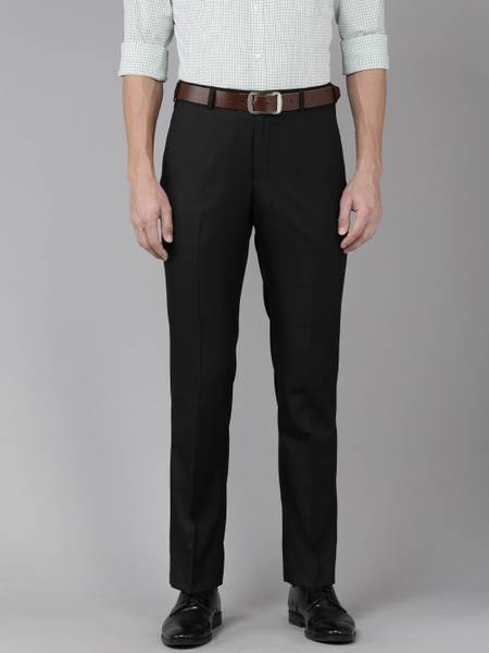 PARK AVENUE Regular Fit Men Black Trousers