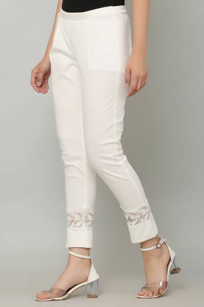 Sellingsea Regular Fit Women White Trousers