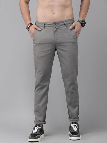 Roadster Regular Fit Men Grey Trousers