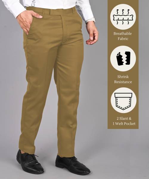 STREETVIBES Regular Fit Men Khaki Trousers