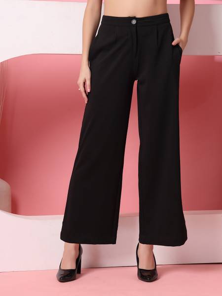 CHEMISTRY Regular Fit Women Black Trousers