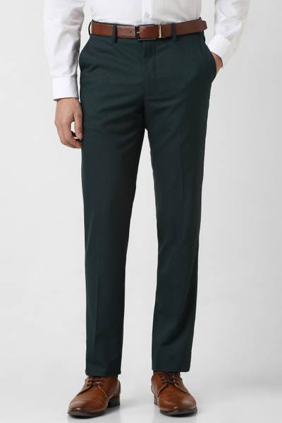 VAN HEUSEN Slim Fit Men Green Trousers