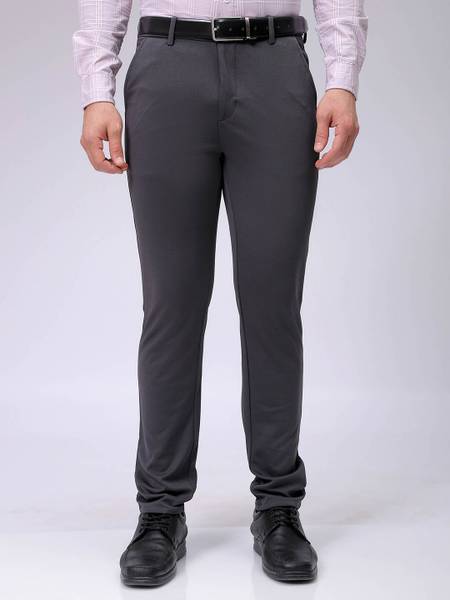 The Indian Garage Co. Slim Fit Men Grey Trousers