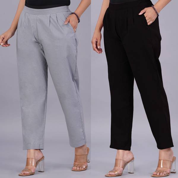 VENITYWAVE Regular Fit Women Grey, Black Trousers