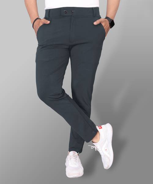 COMBRAIDED Slim Fit Men Grey Trousers