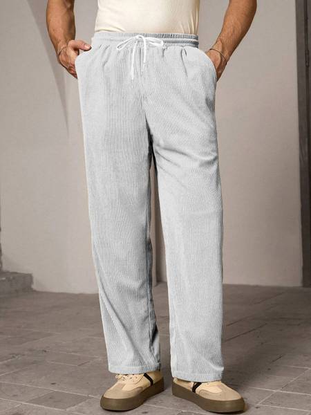 COMBRAIDED Loose Fit Men Grey Trousers