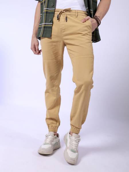 The Indian Garage Co. Slim Fit Men Beige Trousers