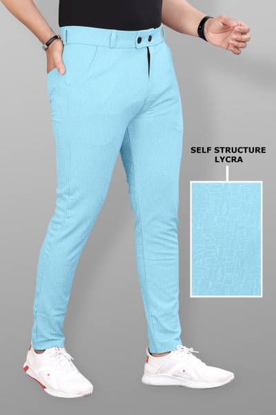 COMBRAIDED Slim Fit Men Light Blue Trousers