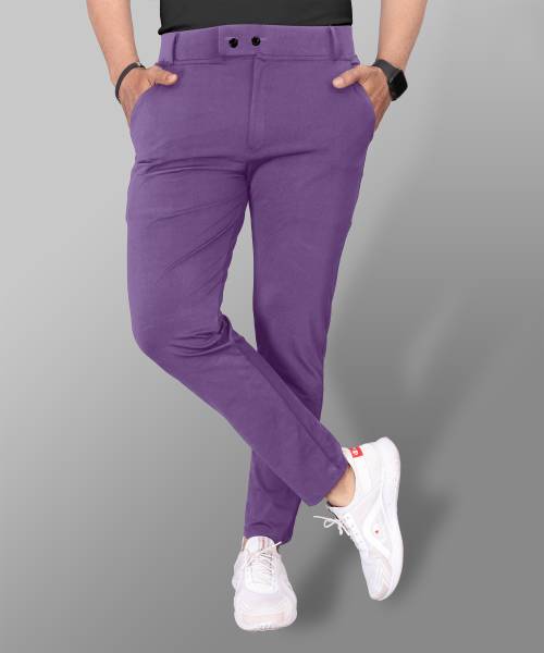 COMBRAIDED Slim Fit Men Purple Trousers