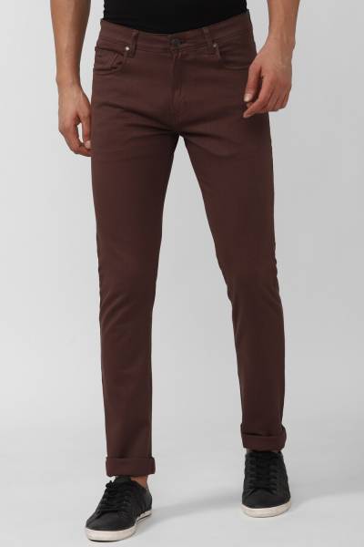 PETER ENGLAND Slim Fit Men Maroon Trousers