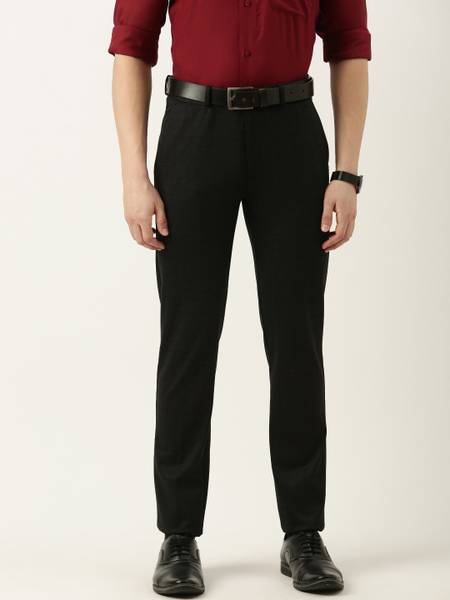 PETER ENGLAND Slim Fit Men Black Trousers