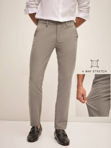 THE BEAR HOUSE Slim Fit Men Grey Trousers