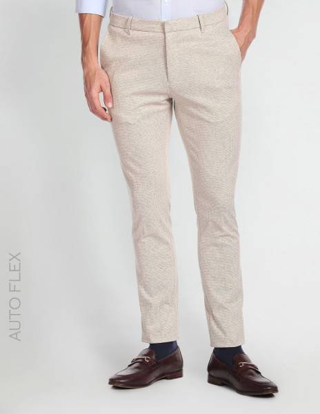 ARROW Slim Fit Men Beige Trousers