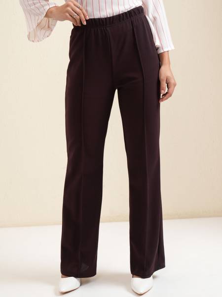 Tokyo Talkies Regular Fit Women Maroon Trousers