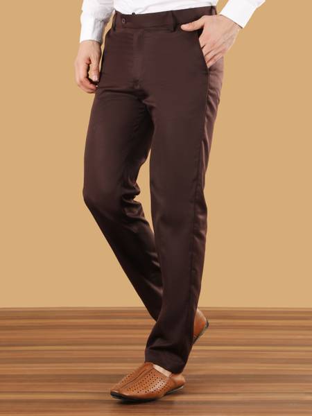 pesado Slim Fit Men Brown Trousers