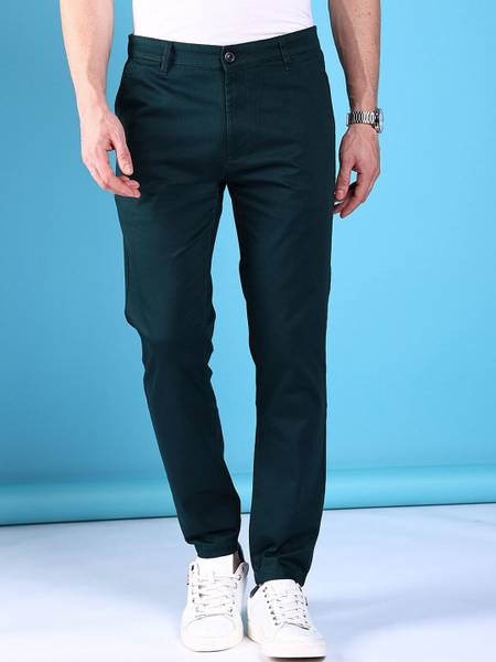 The Indian Garage Co. Slim Fit Men Green Trousers