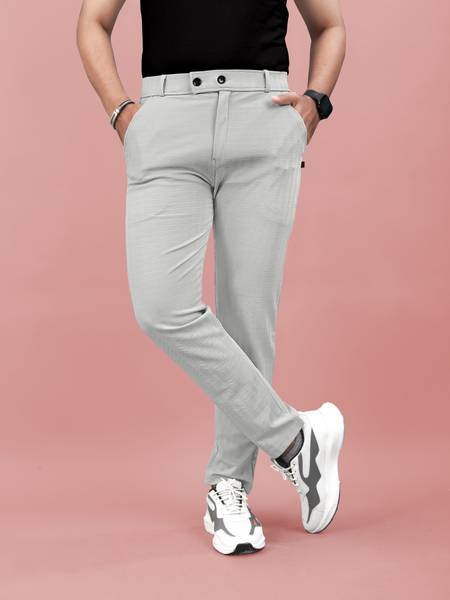 Flicfol Regular Fit Men Grey Trousers