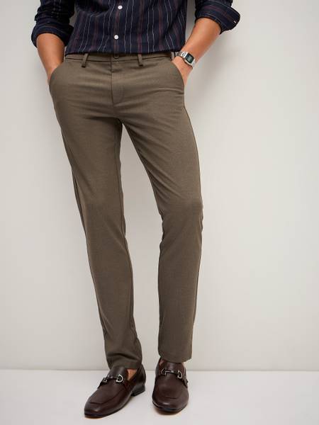 THE BEAR HOUSE Slim Fit Men Brown Trousers
