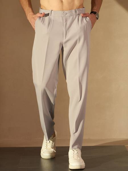 DENNISON Loose Fit Men Grey Trousers