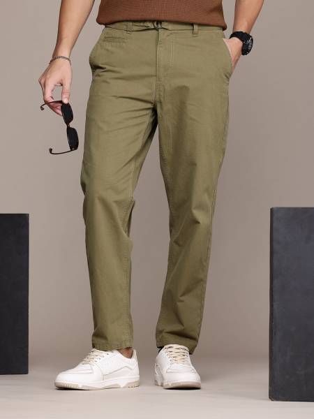 Roadster Loose Fit Men Green Trousers