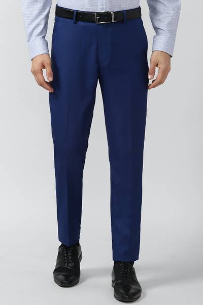 PETER ENGLAND Slim Fit Men Blue Trousers