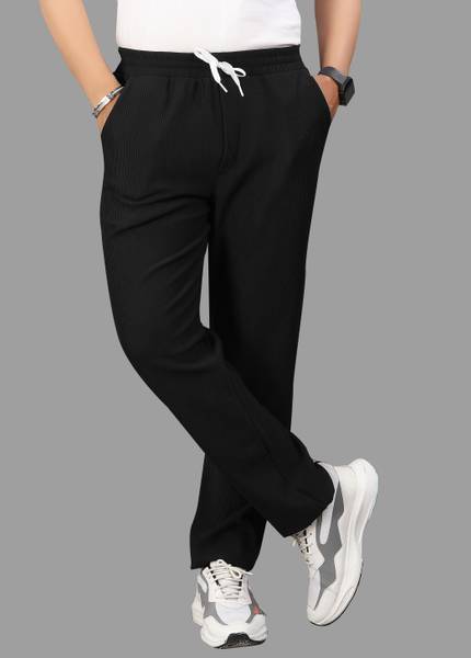 COMBRAIDED Loose Fit Men Black Trousers