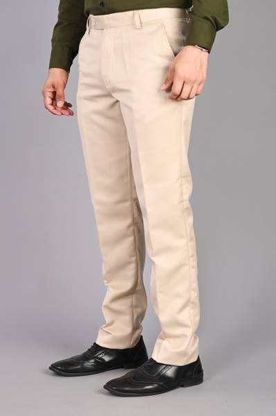 FUBAR Regular Fit Men Cream Trousers