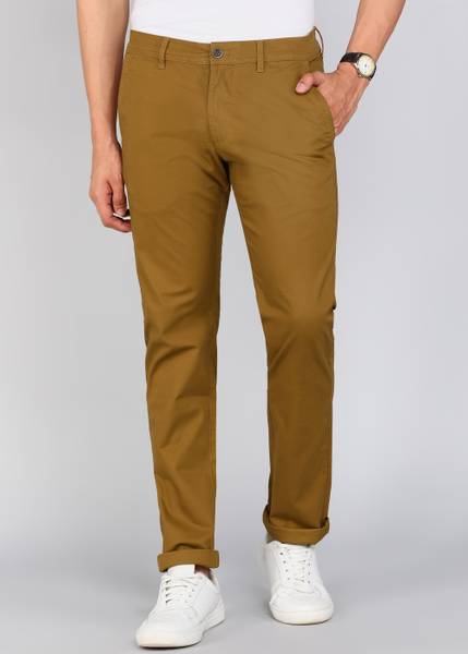 PETER ENGLAND Regular Fit Men Khaki Trousers