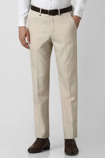 VAN HEUSEN Regular Fit Men Beige Trousers