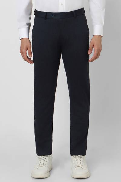 PETER ENGLAND Slim Fit Men Dark Blue Trousers