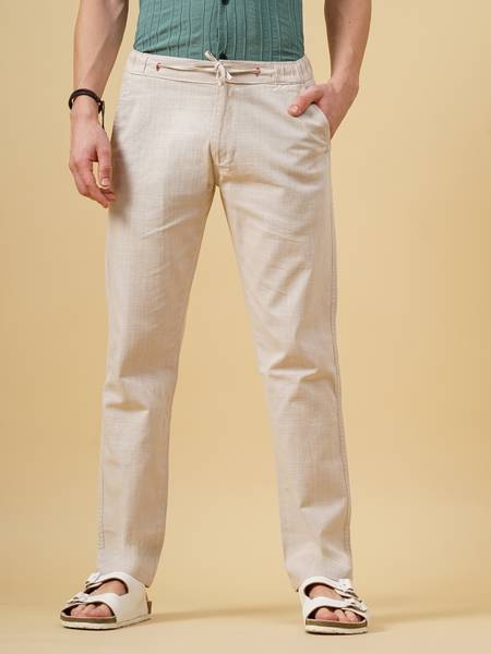 Paul Street Straight Fit Men Beige Trousers