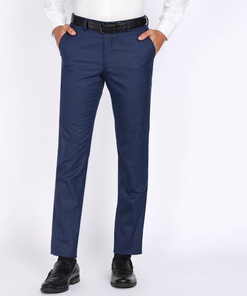 PETER ENGLAND Slim Fit Men Dark Blue Trousers
