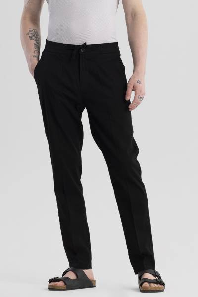 Snitch Slim Fit Men Black Trousers