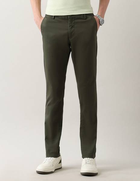 Arrow Sport Slim Fit Men Green Trousers