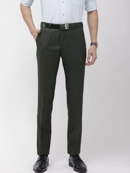 Raymond Slim Fit Men Dark Green Trousers