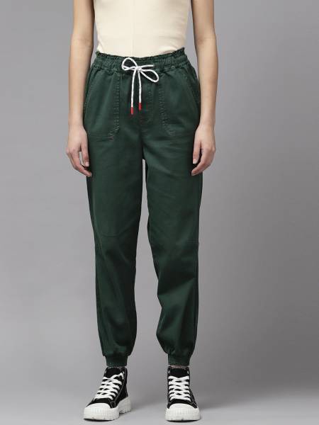 Roadster Regular Fit Women Green Trousers - Price History