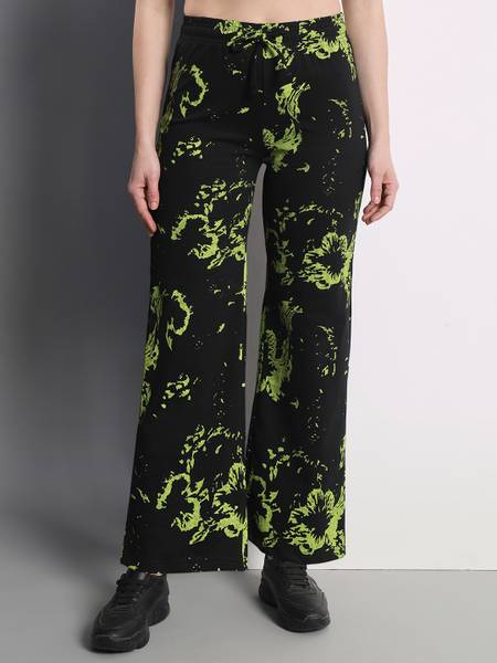 Q-Rious Flared Women Black Trousers
